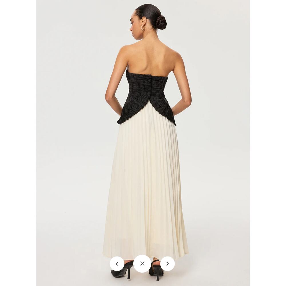 NWT Commense Color-Block Strapless Pleated Chiffon Maxi Dres Sz L - Picture 5 of 5